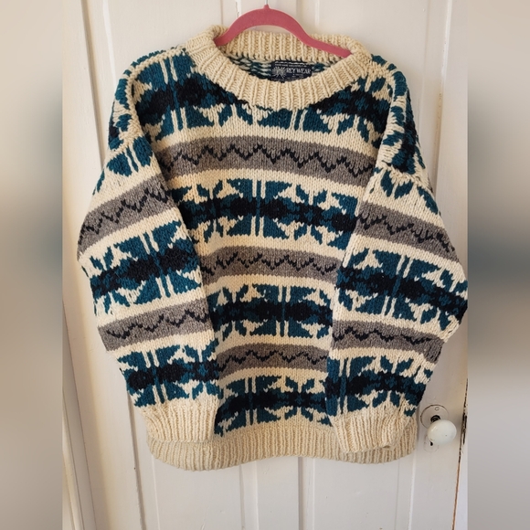 Vintage Wool 'Rey Wear' Cozy Patterned Sweater. Mens XL. - Picture 2 of 5